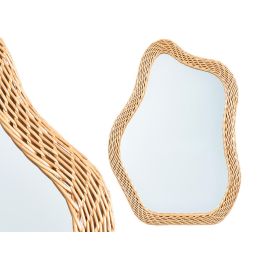 Giftdecor Espejo con Borde de Ratán Abstracto, Vidrio y Ratán Natural, 70x3x51 cm (Set de 4) Precio: 74.50000008. SKU: B1KGZF9NNG