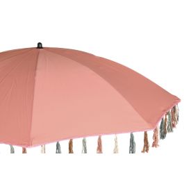 DKD Home Decor Parasol de Terraza y Jardín Coral con Flecos 180x180x190 cm Poliéster Acero Desmontable