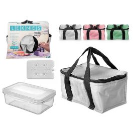 Set Fiambrera Leknes 22x17.5x15 cm, Gris/Rosa/Verde, PP/PE/Poliester (6 Unidades)