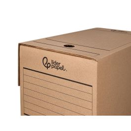 Caja Archivo Definitivo Liderpapel Folio Doble Ancho Carton Reciclado 400 gr-M2 Lomo 200 mm Kraft 367x200x251 mm