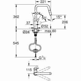 GROHE 306312430 Grifo de Cocina Mezclador Monomando para Fregadero Caño Alto en U Ducha Extraíble Negro Mate Start