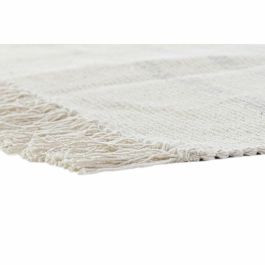 DKD Home Decor Alfombra Estilo Boho de Algodón 1000 gsm con Flecos Blanco Gris 180x120 cm (Pack 2 Unidades)