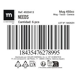 Mug Needs 450 cc - Inde (24 Unidades) Mug Needs 450 cc - Inde (24 Unidades)
