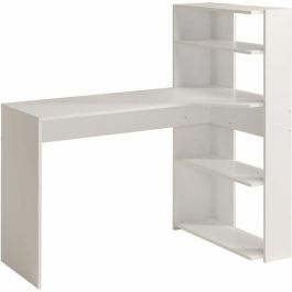 Parisot JUNIO Escritorio Esquinero Aglomerado Blanco Contemporáneo con Bandeja y 2 Estantes L 122 x P 64 x H 121 cm