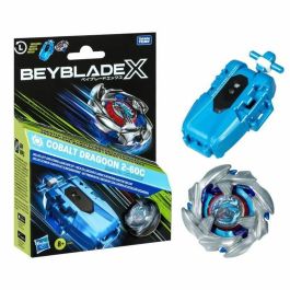 Hasbro HASG1491EU4 Beyblade X Pack Cobalt Dragoon 2-60C con lanzador de cuerdas de lujo, trompo de giro a la izquierda, para mayores de 8 años
