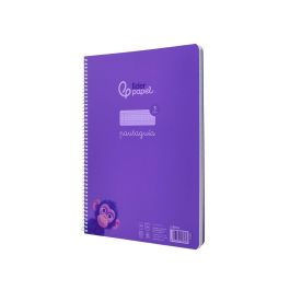 Cuaderno Espiral Liderpapel Din A4 Pautaguia Tapa Plastico 80H 90 gr Cuadro Pautado 3 mm Con Margen Color Lila 4 unidades