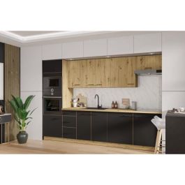 Cocina completa - MODENA - 300 cm - Roble artesanal y negro mate Cocina completa - MODENA - 300 cm - Roble artesanal y negro mate