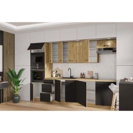 Cocina completa - MODENA - 300 cm - Roble artesanal y negro mate Cocina completa - MODENA - 300 cm - Roble artesanal y negro mate