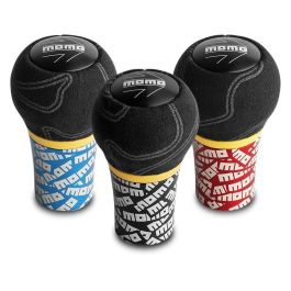 Momo MOMPOULTRABLK0 Pomo Palanca de Cambios Ultra, Agarre Suave Microfibra Premium, Diseño Hipódromos, Grabado Láser, Negro.