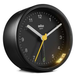 Braun BC-12-B Reloj Despertador Clásico Analógico Negro con Movimiento Continuo Silencioso y Alarma Creciente