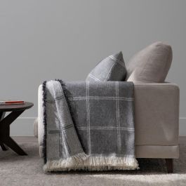 Colcha Cuadros Antracita Algodón 280 X 260 cm