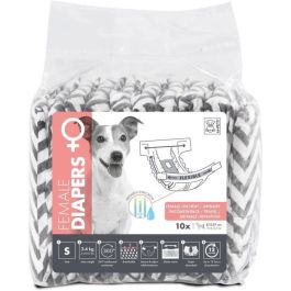 Pañales para perros - M PETS - PAÑALES - Mujer S x10 - Contorno LP 17,5-37 cm - 2-4 kg - Indicador de humedad - Protección 12h