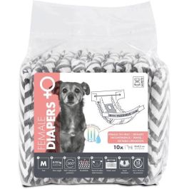 Pañales para perros - M MASCOTAS - PAÑALES - Hembra M x10 - Circunferencia de cintura 30-42,5 cm - 4-10 kg - Indicador de humedad - Protección 12h