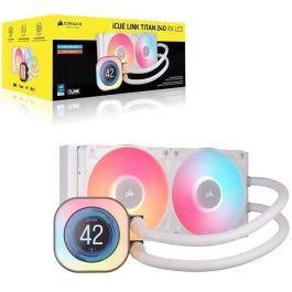 Corsair CW-9061025-WW Refrigeración Líquida iCUE LINK TITAN 240 RX LCD para CPU, 2 Ventiladores RX120 RGB, Blanco, Intel LGA 1851/AM5
