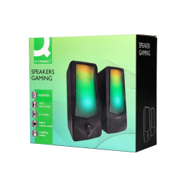 Q-connect Altavoces Bluetooth con Iluminación RGB 2x3W Control de Volumen Color Negro para PC y Consola