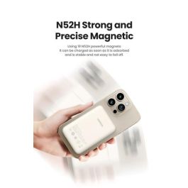 UGREEN 25208 Batería Externa 10000 mAh Cargador Inalámbrico Beige para iPhone 12-15 Series, Carga Rápida PD 20W