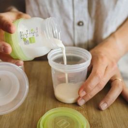 MAM Frascos de Almacenamiento 120ml Pack de 5 Transparente, Esterilizables para Leche Materna y Alimentos Bebé, Aptos Congelador