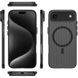 4smarts 541640 Funda Design Case Aero para iPhone 17 Air, Resistente a golpes, Negro/Transparente, Compatible MagSafe