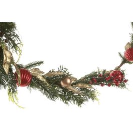 DKD Home Decor Guirnalda de Navidad Tradicional Verde Rojo PVC 150 cm con 40 LEDs y 3 Pilas AA (2 Unidades)