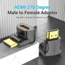 Vention AINB0-2 Adaptador HDMI 4K@60Hz 270º Macho a Hembra Chapado en Oro Negro para TV Monitor Proyector - Pack 2 Unidades