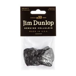 Dunlop Pack 72 Púas Guitarra Genuine Celluloid Classic Negro Perlado - Grosor Heavy