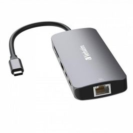 Verbatim Hub Multi-puerto USB-C Pro: HDMI 4K 60Hz, RJ45 Gigabit Ethernet, 2x USB-C 10Gb/s, 1x USB-A 10Gb/s, Lector SD/microSD