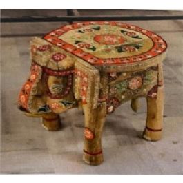 DKD Home Decor Mesita Auxiliar Indio Multicolor de MDF y Madera de Mango. Dimensiones: 35.8x35.8x46.5 cm (L x An x Al)