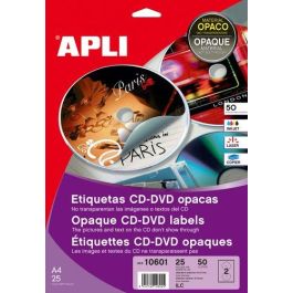 Etiquetas Adh.Impr.Apli A4 Multimed.Cd-Dvd Mega Blister 25H Dorso Opaco Ø Ext.117 E Int.18 Mm 50 Uds.(10601) Precio: 13.89000019. SKU: BIX10601