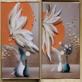 Cuadro Glam DKD Home Decor Naranja Beige 3 x 160 x 80 cm (2 Unidades) Precio: 218.59000053. SKU: S3028597