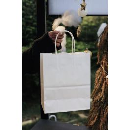 Algon Set de 3 Bolsas de Papel Blancas de 26 x 14 x 31 cm (24 Unidades)