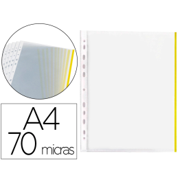 Q-connect Funda Multitaladro Cristal DIN A4 70 micras Borde Amarillo, Bolsa 10 Unidades Precio: 1.68999974. SKU: B1D423SXFK