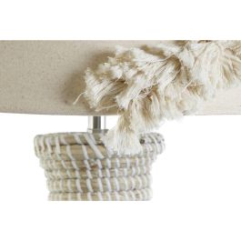 DKD Home Decor Lámpara Sobremesa Tropical, Hecha a Mano, Seagrass y Lino, Blanco Marrón Claro, Base 42cm, 70cm Alto, Bombilla E27