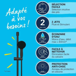 Grohe 279482431 Set de Ducha Vitalio Start 110 Negro Mate con Rociador 2 Chorros, Barra 60cm y Flexo 1.75m Ahorro de Agua