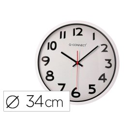 Q-connect Reloj de Pared Oficina Redondo Plástico Blanco 34 cm Precio: 13.50000025. SKU: B17F7CV38N