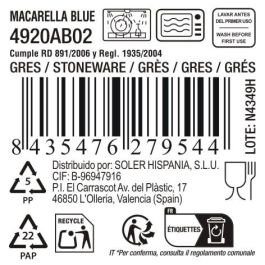 Plato Macarella Blue 26.5 cm - Inde (12 Unidades) Plato Macarella Blue 26.5 cm - Inde (12 Unidades)