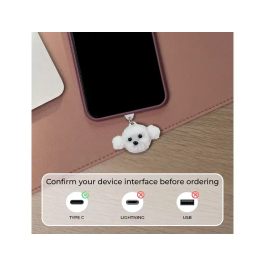 Wondee Protector de Puerto Charm Funny Tipo C Perro - Charm Decorativo y Protector Anti-Polvo para Móvil, Smartphone