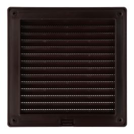 Rejilla ventilación cuadrada empotrable con mosquitera 140 x 140mm abs marrón