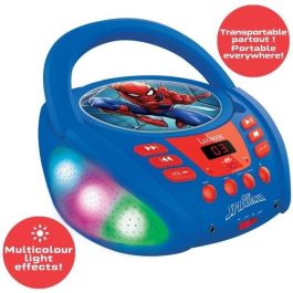 Lexibook Reproductor CD Portátil Bluetooth 5.0 Spider-Man con Efectos de Luz Multicolor, Función Karaoke y Entrada Auxiliar para Niños