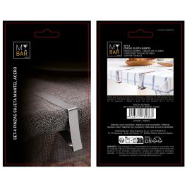 My Bar Set de 4 Pinzas Sujetamantel de Acero para Mesa - 7.4 x 4.5 x 1.2 cm (24 Unidades)