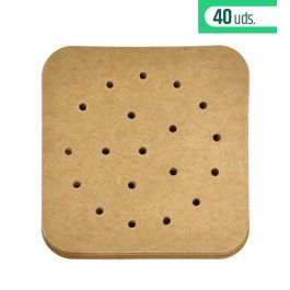 Algon Set 40 Papeles Redondos Perforados para Airfryer Cuadrados 20 cm - Accesorios Freidora de Aire (24 Unidades)