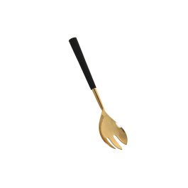 DKD Home Decor Set de 2 Cubiertos Dorado Natural Acero Inoxidable y Acacia 2 x 27 x 4.5 cm