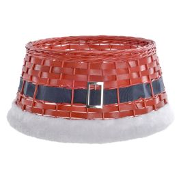 DKD Home Decor Base Árbol Navidad Tradicional Rojo Mimbre y Madera 45 x 45 x 22 cm (2 Unidades)