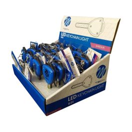M-Tech MTECIL01 Llavero Linterna LED COB 0.5W Potente de Bolsillo, 3 Modos (100%/60%/Strobe), 2h Autonomía, Pilas CR2032 Incluidas, Azul