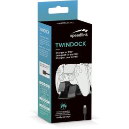 Speedlink TWINDOCK Estación de Carga para PlayStation 5 PS5, Sistema de Recarga Dual, Negro