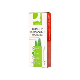 Rotulador Q-Connect Marcador Permanente Doble Punta Color Verde 0,4 mm Y 1 mm 10 unidades