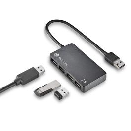 NGS IHUB4 TINY Hub USB 2.0 de 4 Puertos, Compacto y Plug & Play, Negro NGS IHUB4 TINY Hub USB 2.0 de 4 Puertos, Compacto y Plug & Play, Negro