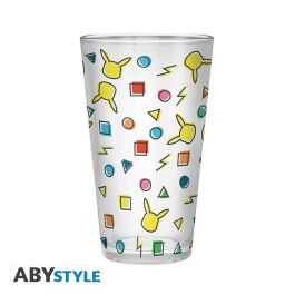 ABYstyle Set de 2 Vasos Grandes Pokémon Pikachu Pattern Diseño Oficial 400ml Vidrio Alta Calidad para Coleccionar