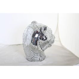 DKD Home Decor Figura Leopardo Resina Plateado 31 x 32 x 31 cm