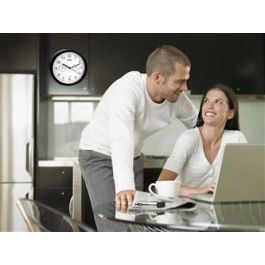 Elbe Reloj de Pared RP-1005-N Temperatura Humedad 25cm Negro