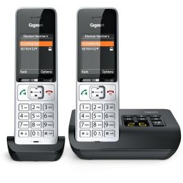 Gigaset COMFORT 500A duo Teléfono DECT/analógico con contestador automático, manos libres e identificador de llamadas, Negro/Plata